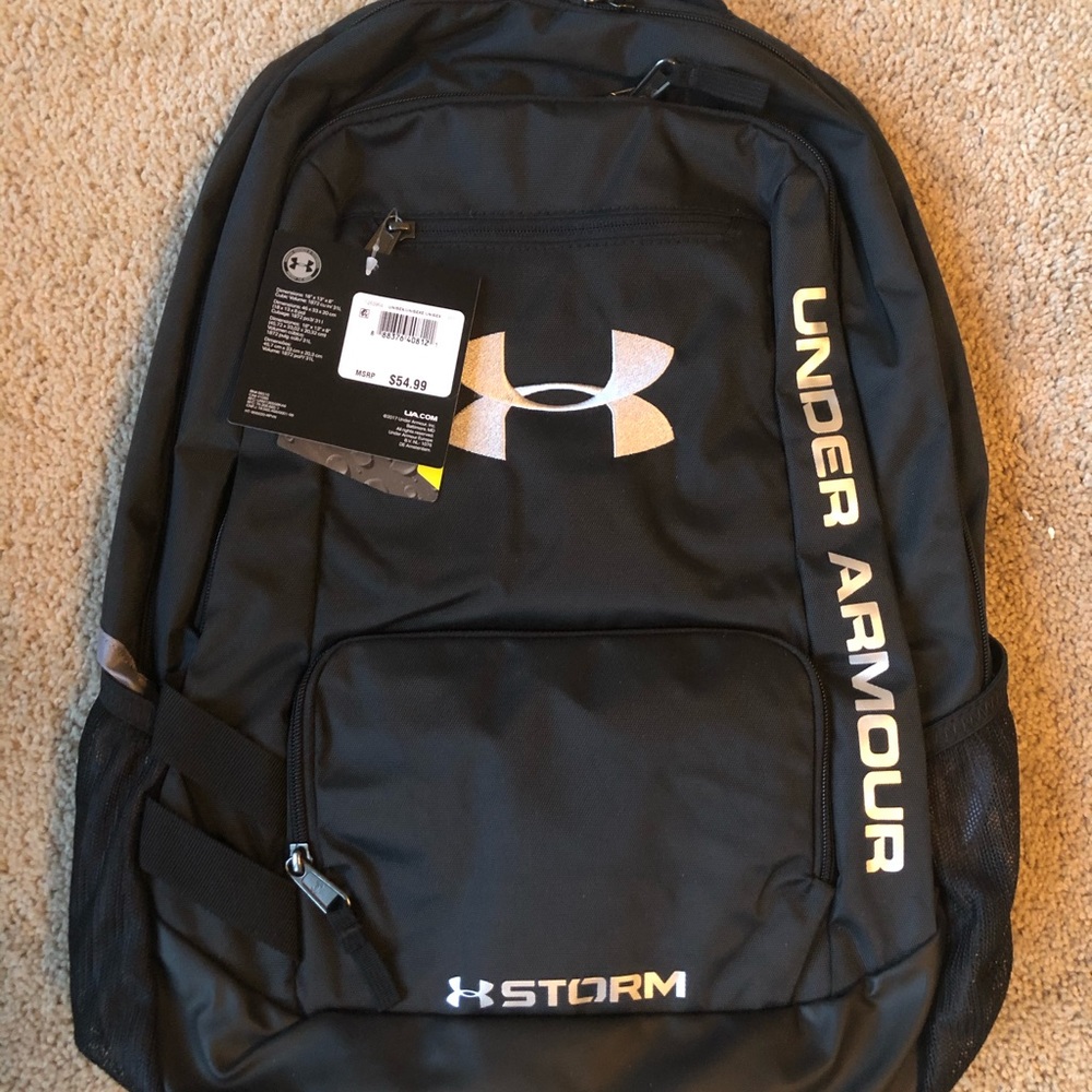 NWT black under armour storm bookbag